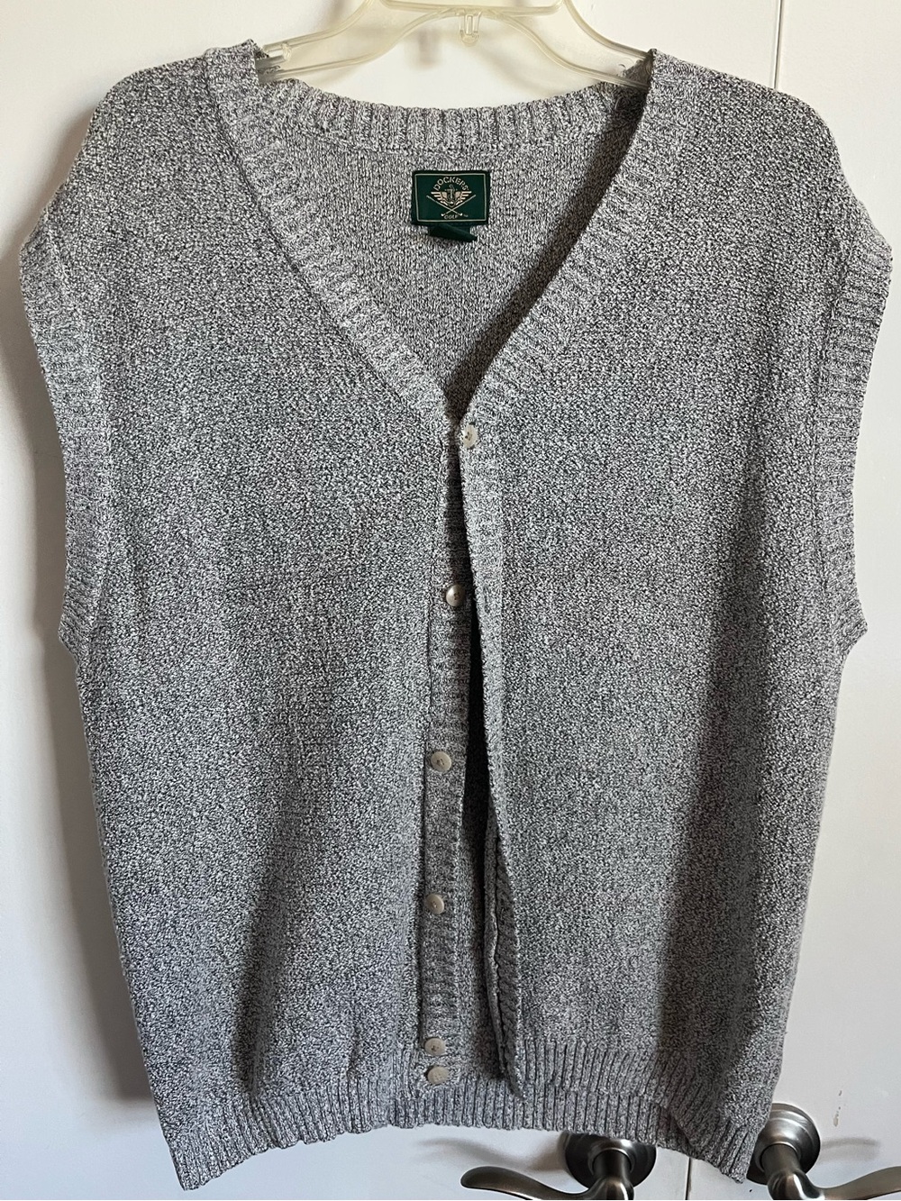 Dockers Golf Sweater Vest Mens Large Grey Marled Button Front V-Neck Cotton